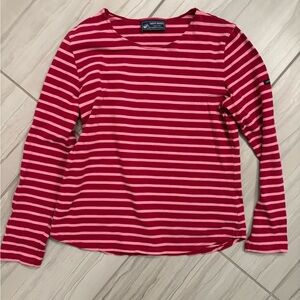 Saint James Pink and Red Striped Long Sleeve Top